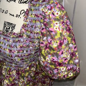 English Factory Purple and Green Floral Top